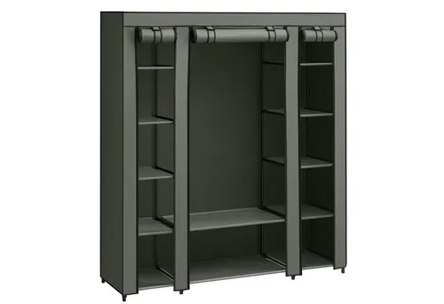 SONGMICS Kleiderschrank mit 12 Fächern - Kleiderschrank aus robustem Stoff mit Kleiderstange und Ablagen, ideal für Schlafzimmer und Ankleidezimmer – stabil und platzsparend.