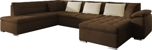 MIRJAN24 Wohnlandschaft Niko Bis mit Bettkasten und Schlaffunktion - Braun - Elegantes Ecksofa Niko Bis mit Schlaffunktion und Bettkasten für optimalen Komfort. Ideal für kleine Räume, bietet es eine großzügige Schlaffläche und stilvolle Designs.