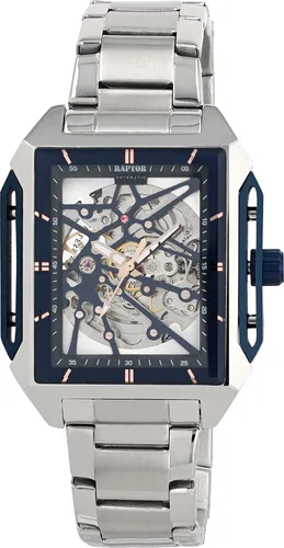 Raptor Quarzuhr RA20406 Skelett-Herrenuhr - Armbanduhren – Exklusive Skelett-Herrenuhr mit mechanischem Automatikwerk, 5 ATM wasserdicht und markantem Edelstahl-Design für stilbewusste Männer.