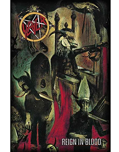 Slayer Reign In Blood Band Logo Nue offiziell Textile Flag 70cm x 106cm One size