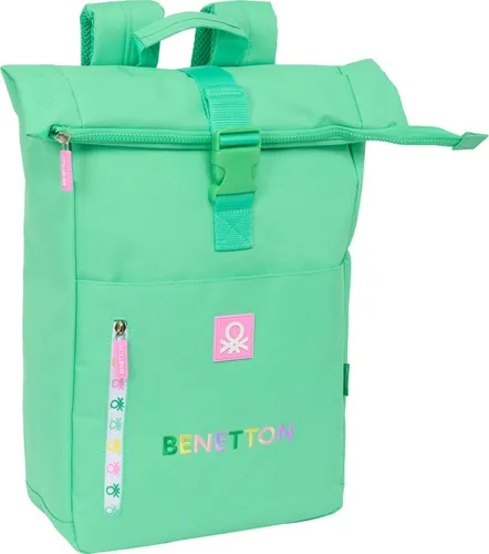 Lässiger Rucksack Benetton Mint grün - Stylischer Rucksack für Jungen in Mintgrün, aus strapazierfähigem Polyester mit praktischer Innentasche – ideal für Schule und Freizeit.