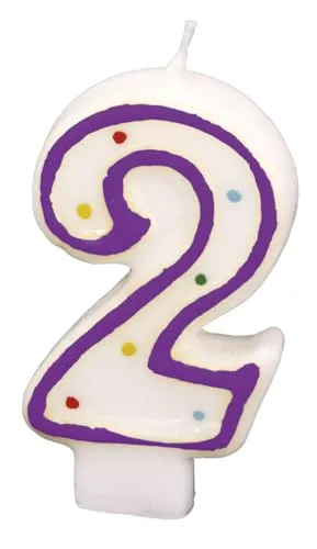 Amscan 550282 - Zahlenkerze 2, Höhe 7,3 cm, Kuchendekoration
