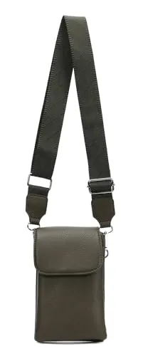 ITALYSHOP24 Damen Tasche Crossbody Handytasche Umhängetasche Bodybag Schultertasche Crossover Smartphone Geldbörse Brusttasche Handtasche Brieftasche Abend (Olivgrün)