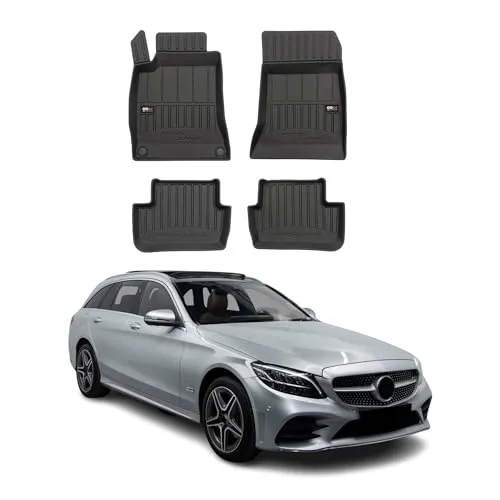 OMAC Auto-Fußmatten für Mercedes C Klasse T-Model W205 S205 (2014-2021) - Premium TPE-Automatten für Mercedes C Klasse, wasserdicht und umweltfreundlich, mit Anti-Rutsch-Technologie für sicheren Halt und luxuriösem Aussehen.