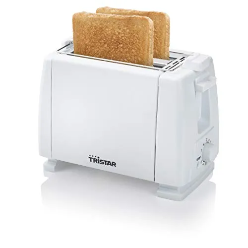 Tristar BR-1009 Toaster - Kompakter 650-W-Toaster für 2 Toast-Scheiben mit 6 Bräunungsstufen und praktischer Aufwärmfunktion für Brötchen – ideal für Camping und Wohnwagen.