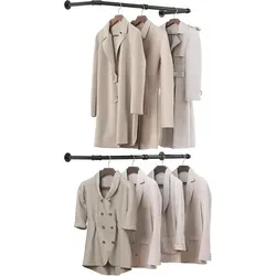 ESituro Kleiderstange Wandmontage 100cm, Kleiderständer für die Wand, Industrierohr Kleiderstangen, für Wohnzimmer, Schlafzimmer, 2-Pack, Schwarz