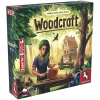 Pegasus Spiele 56250G Woodcraft Holz Brettspiele - Gesellschaftsspiel mit innovativem Holzmanagement, Spieler können Holz erwerben, zersägen und nachwachsen lassen für strategischen Spielspaß.