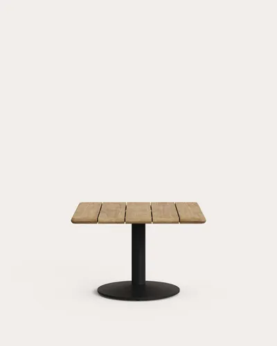 Esilda Outdoor-Tisch 70 x 70 cm – Modern und Wetterfest - Moderner Gartentisch aus robustem Stahl und Akazienholz, ideal für den Außenbereich. Mit kompakten Maßen von 70 x 70 x 45 cm perfekt für jede Terrasse.