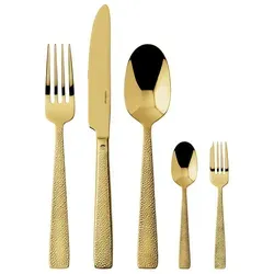 Sambonet Siena Edelstahl/PVD Gold Besteck 30tlg. - Elegantes 30-tlg. Besteckset aus hochwertigem Edelstahl mit PVD-Beschichtung in Gold. Ideal für stilvolle Dinner und besondere Anlässe – spülmaschinenfest und perfekt kombinierbar!