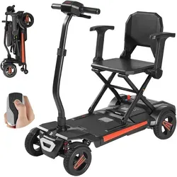 VEVOR 4-Rad-Elektromobil faltbar, Mobilitätsroller Erwachsene & Senioren, Seniorenmobil mit Fernbedienung, NFC-Schlüsseln & 15 km Reichweite, 120 kg Tragkraft, All-Terrain-Reiserollstuhl