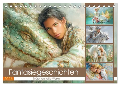 CALVENDO Wandkalender Fantasiegeschichten - Märchenhafte Werke (Tischkalender 2026 DIN A5 qu