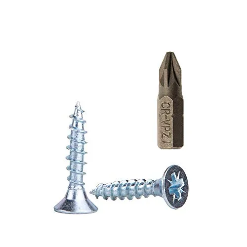 Stück verzinkte Stahl-Holzschrauben 3,0 x 16 mm Pozi-Drive Kopfschrauben Verschlüsse Senkkopf Spanplattenschrauben (100 Stück) 100