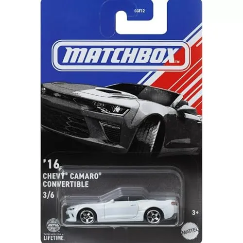 Matchbox Chevy Camaro Cabrio im Maßstab 1:64, Druckguss, 16, Weiß, 3/6 Serie