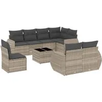 vidaXL Garten Sofa Garnitur 9-TLG. - Modular Gartenmöbel Set mit Kissen, langlebig und pflegeleicht aus PE-Rattan, ideal für entspannte Stunden im Freien