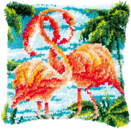 Produktbild Vervaco Kreativset Knüpfkissenpackung 2 rosa Flamingos