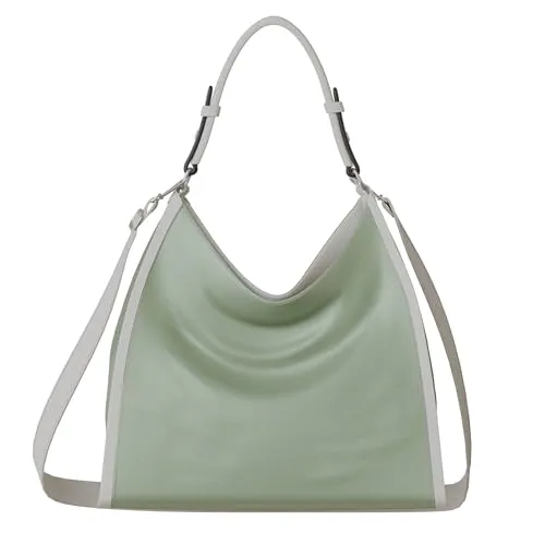Damen Umhänge Schulter Hand Shopper Tasche 30624 Green aus veganem Leder - Handtaschen-Accessoires, stilvolle Schultertasche aus hochwertigem veganem Leder mit abnehmbarem Schultergurt und praktischen Innenfächern für optimalen Komfort.
