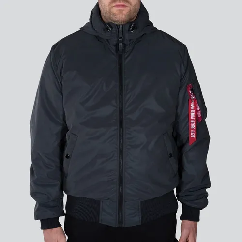 Alpha Industries MA-1 Hooded Reflective Jacke - Schwarz, Größe L - Die MA-1 Hooded Reflective Jacke kombiniert modernen Style mit Funktionalität. Das reflektierende Obermaterial schützt vor Wind und Wetter, während die Kapuze zusätzlichen Komfort bietet. Ideal für jedes Abenteuer!