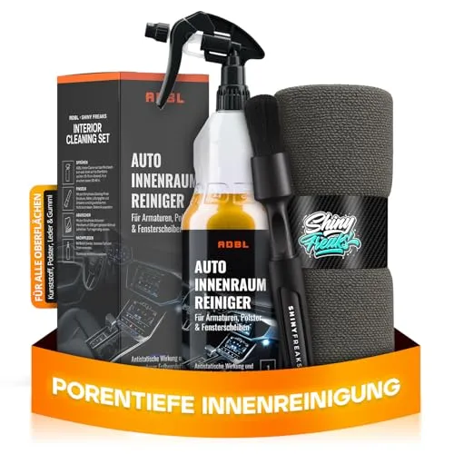 ADBL Innenraumreiniger Set 1L + chemicalworkz Bürste & Mikrofaser Tuch – Auto Innenraum Reiniger, Cockpitreiniger für Armaturen, Kunststoff, Polster & Scheiben – Cockpitpflege, Auto Reinigungsset