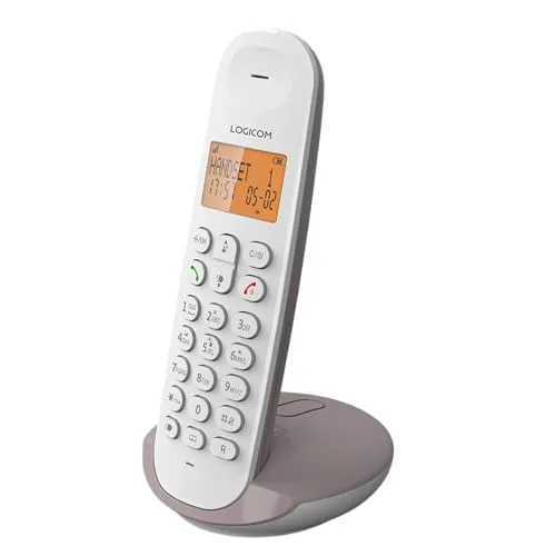 LOGICOM DECT ILOA 155T SOLO - Schnurlostelefon Taupe mit Anrufbeantworter - Festnetztelefon mit 90 Stunden Standby und 7 Stunden Gesprächszeit, ideal für Zuhause. Genießen Sie die Freiheit des schnurlosen Telefonierens bis zu 300 m Reichweite!