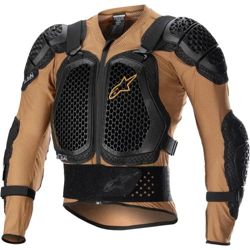 Alpinestars Bionic Action V2 Protektorenjacke - Beige/Schwarz/Orange - M - CE-zertifizierte Protektorenjacke für optimalen Oberkörperschutz, ausgestattet mit innovativem Cell Technology Brust- und Rückenprotektor für verbesserte Atmungsaktivität und Beweglichkeit.