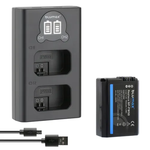 Akku + LCD Lader für Sony NP-FW50 Alpha 5000 6000 6500 7R 7S 7R II 950 mAh