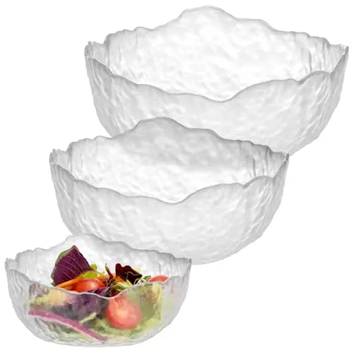 Navaris Glasschüssel 3er Set - Vielseitige Salatschüsseln aus Glas - Salatschüsseln: Hochwertige, spülmaschinenfeste Glasschalen im Blatt Design, ideal für heiße und kalte Speisen. Perfekt für Salate, Obst oder Desserts – ein optisches Highlight!