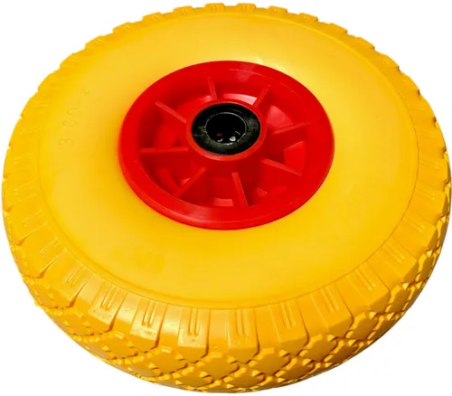 PU Rad 26cm Sackkarrenrad Vollgummi Sackkarre Pannensicher 3.00-4 Gelb Gummi Rad