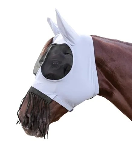 Waldhausen Fliegenmaske Puck mit Nasenfransen, Silbergrau, Shetty