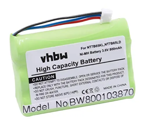 vhbw 1x Akku kompatibel mit Polycom Kirk 4040, 4020, 3040, 4080 schnurlos Festnetz Telefon (800 mAh, 3,6 V, NiMH)