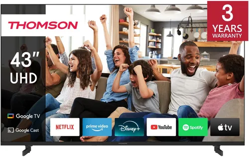 Thomson 43UG4S14 43 Zoll 4K Ultra HD Fernseher - QLED-Technologie für brillante Farben und gestochen scharfe Bilder, ideal für Filme und Gaming, Energieeffizienzklasse F.