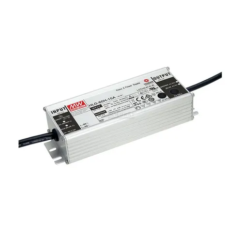 MW HLG-60H-24A LED-Trafo - 60 W, 24 V DC - Treiber mit festen Anschlussleitungen, ideal für LED-Beleuchtungsanwendungen, mit Überlastschutz und IP65 für Innen- und Außenanwendungen.