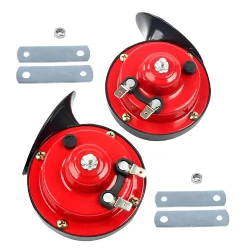 FreeTec 110dB 12V Zweiklang Hupe, 2 Klang Fanfare Hupe Motorrad Laut, Wasserdicht Hupen Fanfare Auto Elektrisch Doppelhupe Schneckenlufthorn mit Halterung für Motorrad Motorroller PKW LKW