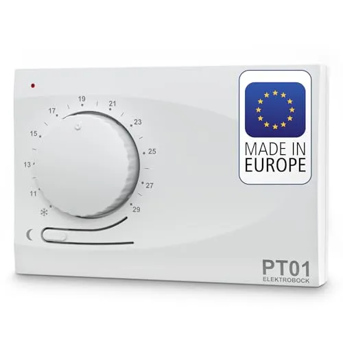 Elektrobock PT01 Raumthermostat, Weiß - Sonstige Thermostate mit automatischer Nachtabsenkung für optimale Energieeinsparung und komfortable Temperaturregelung in jedem Raum.