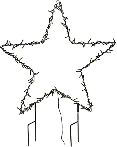 LED Metall Gartenstecker Stern - 60 cm Weihnachtsstern mit 150 LED - Gartenfiguren mit warmweißer Beleuchtung, ideal für stimmungsvolle Advents- und Winterdekoration im Freien. Wetterfest und einfach zu montieren.