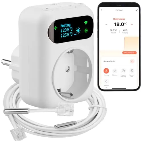revolt WLAN-Steckdosen-Thermostat für Heiz- & Klimageräte von revolt
