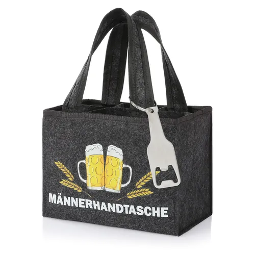 FunX Männerhandtasche aus Filz mit 6 Fächern incl. Flaschenöffner Vatertag