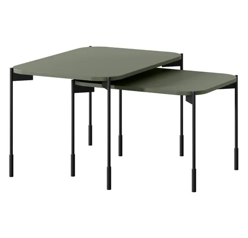 SPLIT-141 Wohnzimmer-Beistelltische 2er Set in grün matt