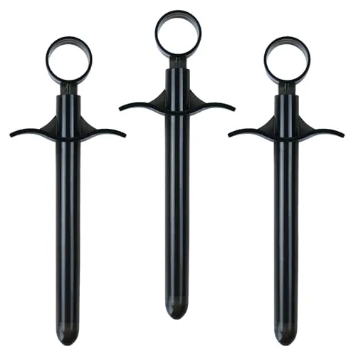 Stück Gleitgel Spritze,Vaginal Applikator,Wiederverwendbar Gleitgel Spritze,Lube Tube Spritzen,Schmiermittel Applicator mit Traktionsring und Fingergriff,für Männer Frau (Schwarz) 3