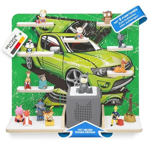 stadtecken Holzregal für Musikbox - Regal für Baby- & Kleinkinderzimmer, bietet Platz für ca. 50 Tonies und überzeugt mit einer praktischen Magnetfunktion für individuelle Gestaltung.