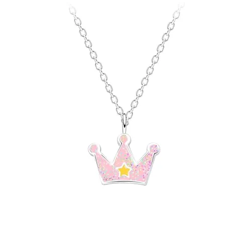 MONKIMAU Kinder Halskette Kronen aus 925 Sterling Silber - Mädchen Halskette, Kinderkette, Halsschmuck, Anhänger - hypoallergen, nickelfrei & verstellbar