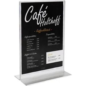 HMF Tischaufsteller 46921, A5, aus Acryl, T-Form, beidseitig