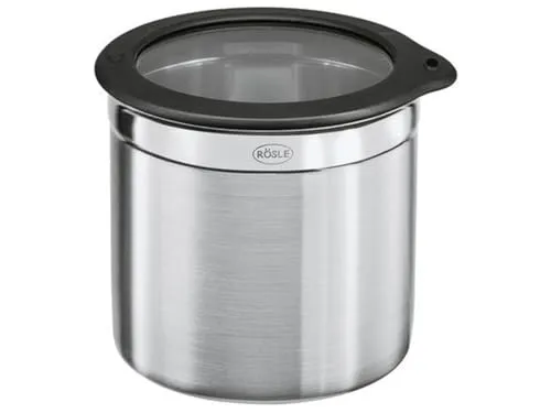 RÖSLE Dose mit Frischhaltedeckel, Hochwertige Dose zum Aufbewahren von Lebensmitteln, hygienisch und geschmacksneutral, Edelstahl 18/10, spülmaschinengeeignet, 8 cm