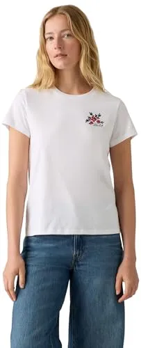 Levi's Damen The Perfect Tee T-Shirt, Vicki Floral Bw Embr, L