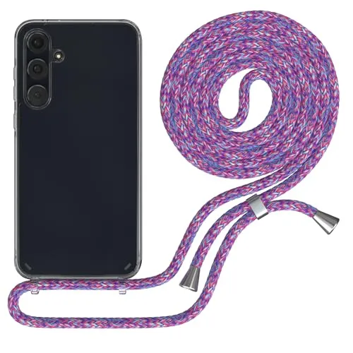 EAZY CASE - Handykette kompatibel mit Samsung Galaxy A55 Kette zum Umhängen für Galaxy A55 Hülle mit Band aus Silikon stoßfeste transparente Handyhülle als Fallschutz in Unicorn
