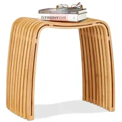 Garderobenbank Holzschemel - Leichter Flurhocker aus Bambus - Sitzbänke & Hocker, eleganter und leichter Hocker aus Bambus, ideal für Flur, Badezimmer oder Kinderzimmer mit einer Höhe von 46 cm.