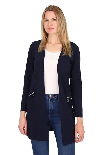 Malito - Damen Langarm Casual Blazer - offener eleganter Stretch-Blazer - weich & figurumspielend - Business Longblazer 6041 - (Dunkelblau L)