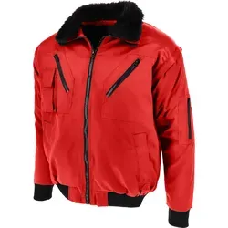 teXXor Piloten Oslo Arbeitsjacke XL, rot - 4-in-1 Funktion - Arbeitsjacke mit abnehmbaren Ärmeln und Kragen, ideal für wechselnde Temperaturen. Faserpelz-Innenweste und 6 praktische Taschen für Werkzeug und Zubehör.