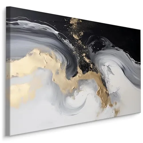 Muralo - Leinwandbild Aufhängefertig mit Abstraktion-Motiv - Bild für Wohnzimmer, Schlafzimmer, Büro, Restaurant - Wandbild Wanddeko Modern Vintage Glamour Loft Stil - Br.120cm x Hö.80cm