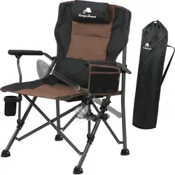 CampFeuer Angelstuhl Braun/Schwarz mit Angelhalterung