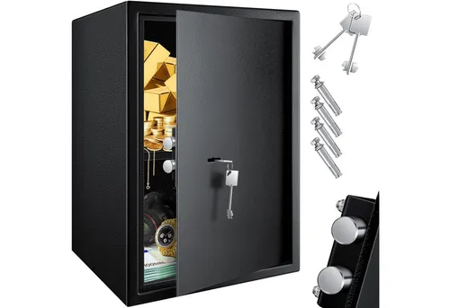 KESSER® Möbeltresor 50x35x31cm mit Doppelbartschloss - Möbeltresor mit sicherem Doppelbartschloss und massiver Stahlkonstruktion. Optimal als Dokumententresor für Zuhause oder im Büro, inklusive Montagematerial für einfache Befestigung.